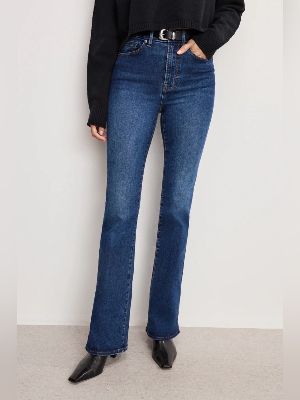 Good American Always Fits Good Classic Bootcut Jeans Long Dark Wash | Size 14-18